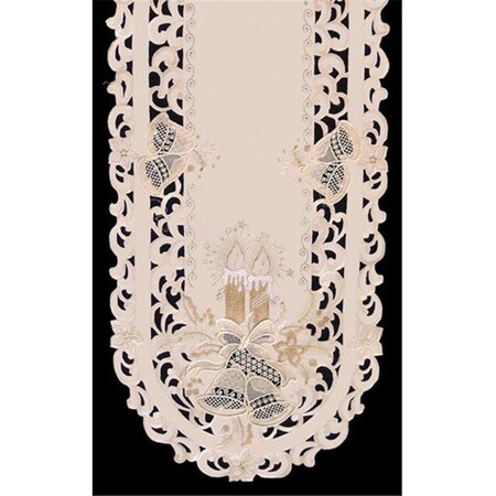 Sinobrite Sinobrite H8675-E Candles & Bells Cream Oval Runner; 16 x 45 in. H8675/E(16x45)